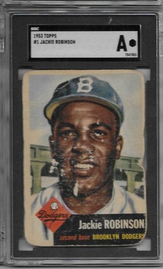 Sgc A Authentic 1953 Topps 1 Jackie Robinson Brooklyn Dodgers