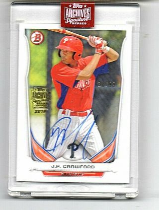 2019 Topps Archives Signature Series J.  P.  Crawford 2014 Bowman Auto On - Card /99