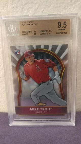 2011 Topps Finest 94 Mike Trout Rookie Card Bgs 9.  5 Gem