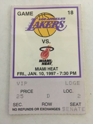 1997 Los Angeles Lakers Ticket Stub Kobe Bryant Rookie Season Shaq 1996 - 97 Vip