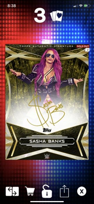 Wwe Topps Slam Digital 2017 Sasha Banks Gold Signature 100cc Rare Old