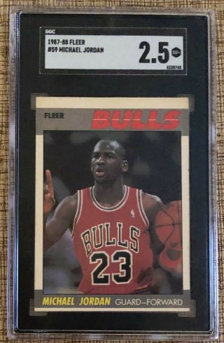 1987 - 88 Fleer 59 Michael Jordan Sgc 2.  5 Good,  Chicago Bulls