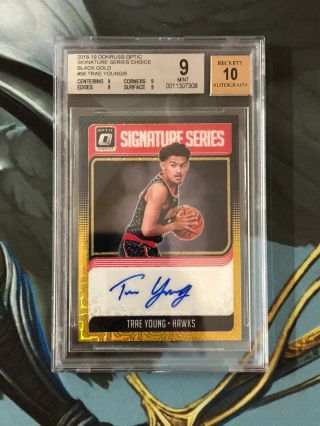 18 - 19 Donruss Optic Trae Young Rookie Choice Auto Black Gold /8 Bgs 9/10 Hawks