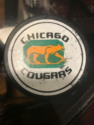 Vintage Chicago Cougars Wha World Hockey Association 1970s Viceroy Souvenir Puck