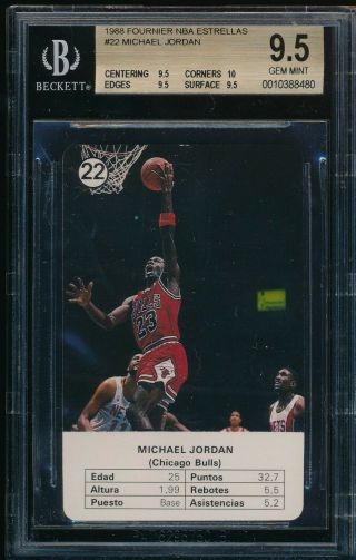 Bgs 9.  5 Michael Jordan 1988 Fournier Nba Estrellas 22 Spanish Hof True Gem