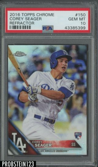 2016 Topps Chrome Refractor Corey Seager Dodgers Rc Rookie Psa 10 Gem