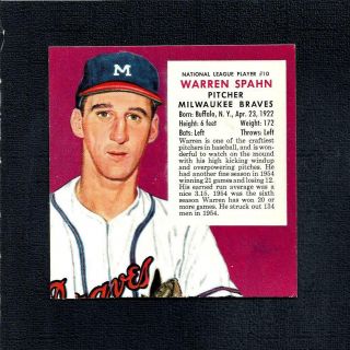 1955 Red Man Tobacco Nl 10 Warren Spahn - - Braves - - No Creases - - Ex/mt/nr/mt