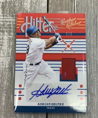 2019 Leather & Lumber Hitter Inc.  Adrian Beltre Patch Auto Sssp 3/3 (pmjs) Read