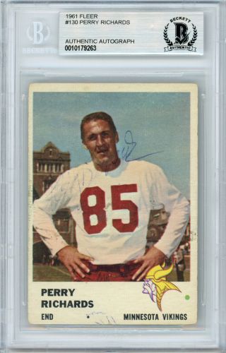 Perry Richards Autographed Signed 1961 Fleer Card 130 Vikings Beckett 10179263