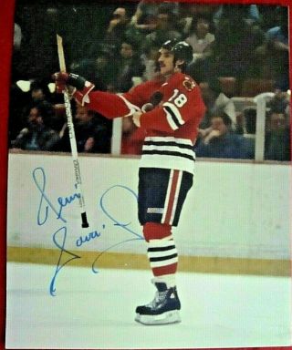 Denis Savard Signed 8x10 Color Photo 1980s Chicago Blackhawks Nhl Hockey - Hof