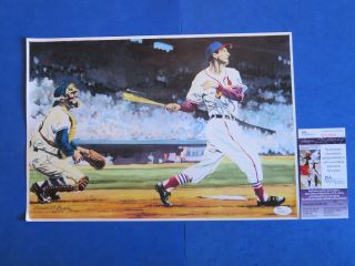 Stan Musial Signed 10x15 Color Print Jsa Q22885 Baseball Hof Cardinals