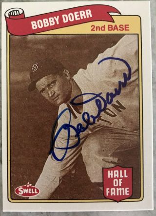 Bobby Doerr Signed 1989 Swell Baseball Greats Card.  Red Sox Hofer