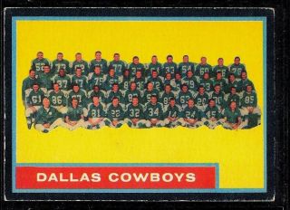 1962 Topps Football Dallas Cowboys Team Card Tc Photo Don Meredith 49 Vg - Ex