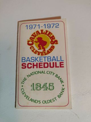 1971 - 1972 Nba Cleveland Cavaliers Basketball Schedule The National City Bank Ad