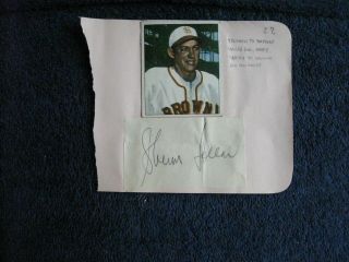 Sherm Lollar St.  Louis Browns Signed Cut Signature Page With 1950 Bowman Card