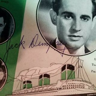 Jack Dempsey Signed Autographed Sheet Music from 1935 Sweet Surrender Movie 2