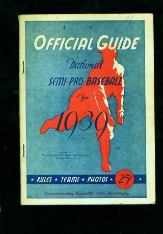 1939 Semi - Pro Baseball Official Guide (108,  Pages)