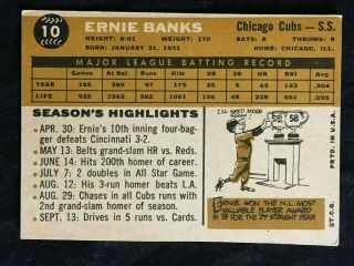 Cubbies Alert 1960 Topps Ernie Banks Chicago Cubs 10 Baseball Card