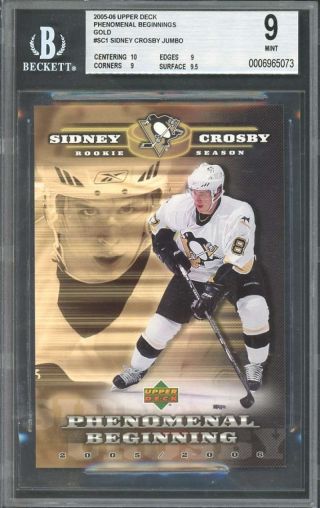2005 - 06 Upper Deck Phenomenal Beginnings Gold Sc1 Sidney Crosby Jumbo Bgs 9