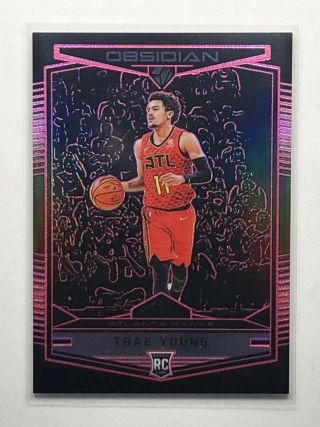 2018 - 19 Panini Chronicles Trae Young Rc Obsidian Preview Pink 44/75 Atl Hawks