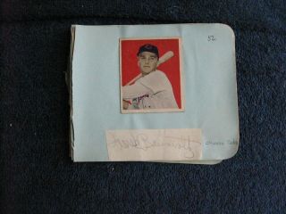 Frank Baumholtz Chicago Cubs Signed Cut Signature Page With 1949 Bowman Card