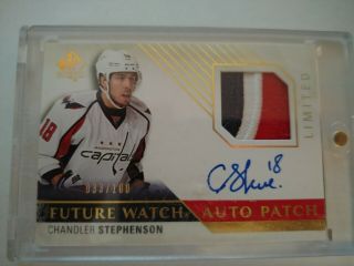 2015 - 16 Sp Authentic Auto Patch 3 Col Chandler Stephenson /100 Rc Rookie