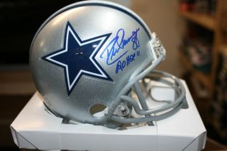 Dallas Cowboys Drew Pearson 88 Signed Mini Helmet Blue Ring Of Honor 2011