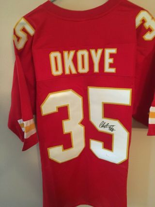 Christian Okoye Signed Jersey Kansas City Chiefs Jsa Certified Autographed Auto