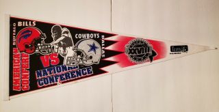 1994 Bowl Xxviii Buffalo Bills Vs Dallas Cowboys Helmet 2 Helmet Pennant