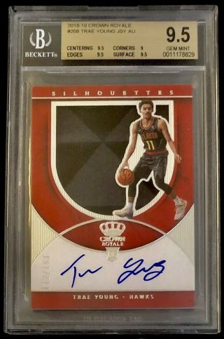 2018 - 19 Crown Royale Silhouette Trae Young Rpa Rc Auto /199 (pop1) • Bgs 9.  5/10