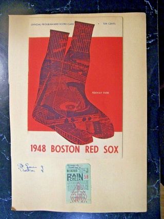 1948 Mlb Boston Red Sox - St.  Louis Cardinals - Program & Ticket Ted Williams