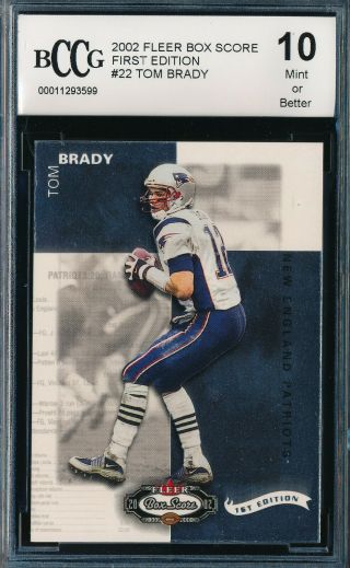 Tom Brady 2002 Fleer Box Score 1st/first Edition /100 Bccg 10 Card 22 Bgs
