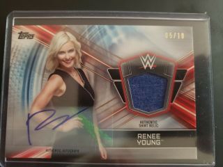 2019 Topps Wwe Road To Wrestlemania Renee Young Autograph Shirt Relic 5/10