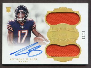 2018 Flawless Anthony Miller Dual Rookie Patch Auto On Card 3/15