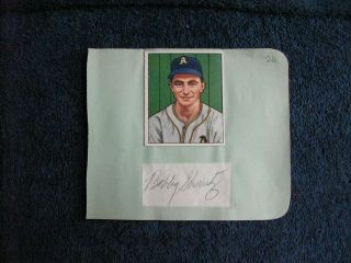 Bobby Shantz Athletics Signed Cut Signature Page With 1950 Bowman Card Jsa
