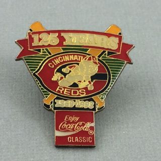 Cincinnati Reds Coca Cola Lapel Pin 125 Years Coke Classic Baseball Anniversary