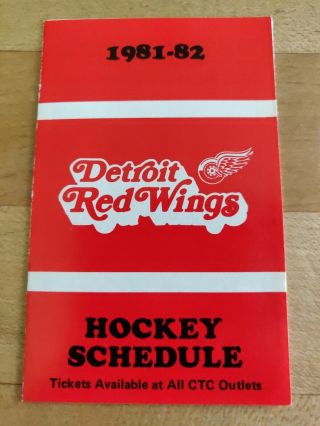 1981 - 82 Nhl Detroit Red Wings Hockey Schedule Olsonite Corporation Ad