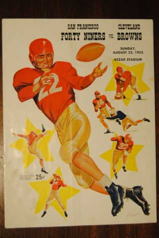 1953 San Francisco 49ers Vs Cleveland Browns Program - Joe Perry Hugh Mcelhenny
