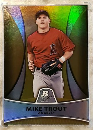 2010 Bowman Platinum Gold Refractor Pp5 Mike Trout Angels Rc /539