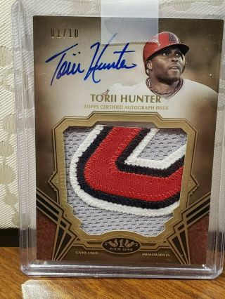 2019 Topps Tier One Baseball Torii Hunter Auto Autograph Auto Jumbo Patch 01/10