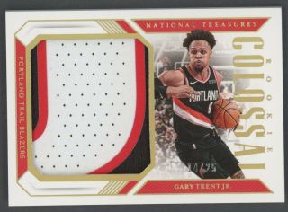 2018 - 19 National Treasures Colossal Gary Trent Jr.  Trail Blazers Rc Patch /25