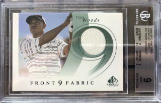 2002 Sp Game Front 9 Fabric Tiger Woods Jersey Bgs 9