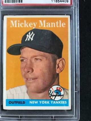 1958 Topps 150 Mickey Mantle PSA 3 VG Good Color,  Centering & no creases 2