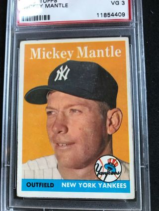 1958 Topps 150 Mickey Mantle PSA 3 VG Good Color,  Centering & no creases 3