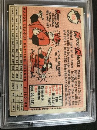 1958 Topps 150 Mickey Mantle PSA 3 VG Good Color,  Centering & no creases 4