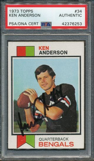 1973 Topps 34 Ken Anderson Signed Rookie Card Psa/dna Certified Authentic Auto