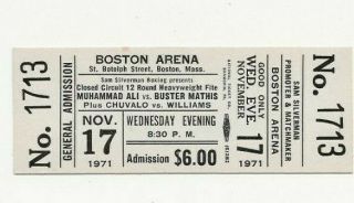 Full 1971 Muhammad Ali Vs Buster Mathis Cc Boxing Ticket