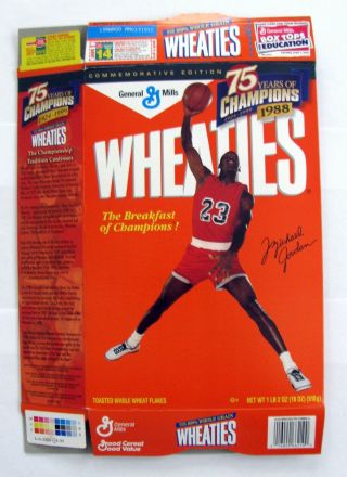 Michael Jordan 1999 Wheaties Box Dunking 1988 18 Oz Flat Empty Series 49a Ex