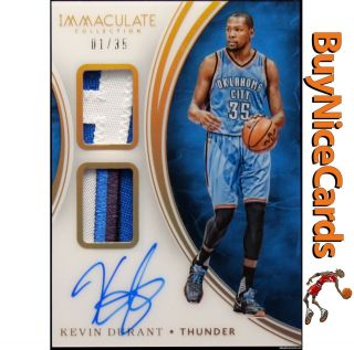 2015 - 16 Kevin Durant Panini Immaculate Acetate Game Worn Dual Patch Auto 1/35