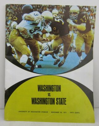 Uw Huskies Vs.  Washington State Nov 20 1971 Vtg College Football Program 48 Pgs